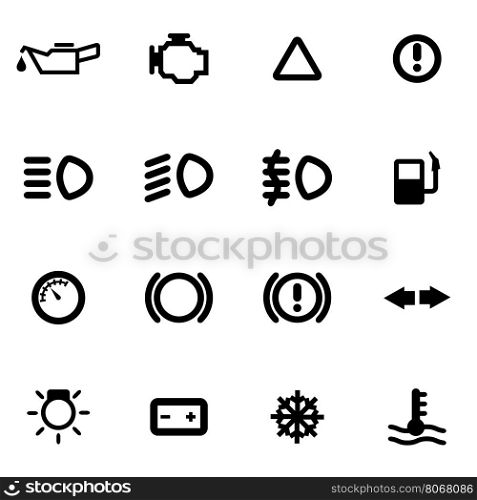 Vector black car dashboard icon set. Vector black car dashboard icon set on white background