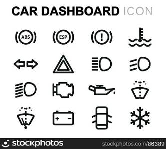 Vector black car dashboard icons set. Vector black car dashboard icons set on white background