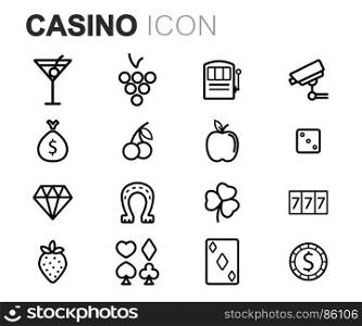 Vector black casino icons set. Vector black casino icons set on white background