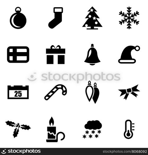 Vector black christmas icon set. Vector black christmas icon set on white background