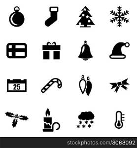 Vector black christmas icon set. Vector black christmas icon set on white background