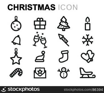 Vector black Christmas icons set. Vector black Christmas icons set on white background