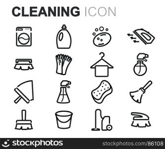Vector black cleaning icons set. Vector black cleaning icons set on white background