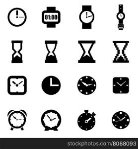 Vector black clock icon set. Vector black clock icon set on white background