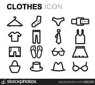 Vector black clothes icons set. Vector black clothes icons set on white background