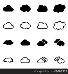 Vector black cloud icon set. Vector black cloud icon set on white background