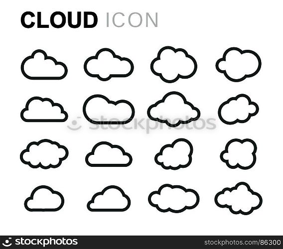 Vector black cloud icons set. Vector black cloud icons set on white background