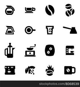 Vector black coffee icon set. Vector black coffee icon set on white background