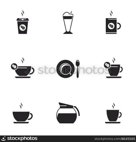 Vector black coffee icons set