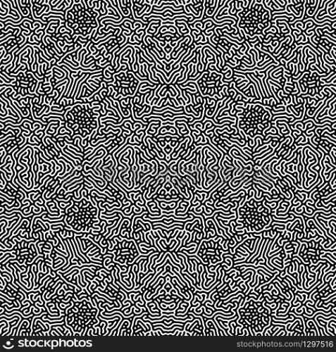 vector black color design Turing morphogenesis reaction diffusion seamless pattern organic ornament white background. turing morphogenesis reaction diffusion pattern
