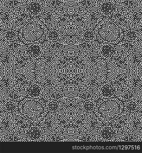 vector black color design Turing morphogenesis reaction diffusion seamless pattern organic ornament white background. turing morphogenesis reaction diffusion pattern