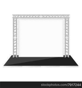 vector black color flat style low stage with banner on metal truss&#xA;