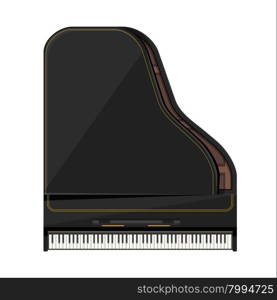 vector black color gold stripes flat design grand piano illustration isolated on white background top view&#xA;