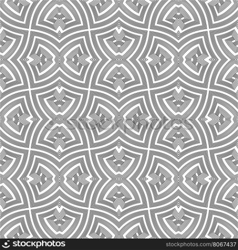 vector black colour monochrome geometric twisted decoration seamless pattern&#xA;