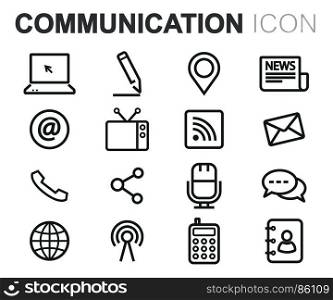 Vector black communication icons set. Vector black communication icons set on white background