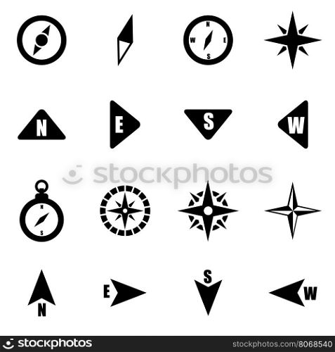 Vector black compass icon set. Vector black compass icon set on white background
