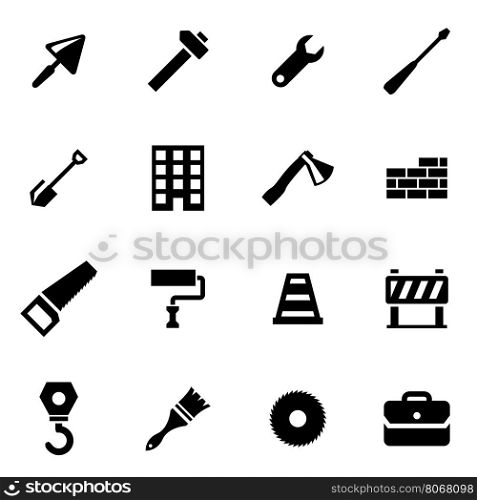 Vector black construction icon set. Vector black construction icon set on white background