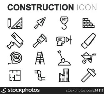 Vector black construction icons set. Vector black construction icons set on white background