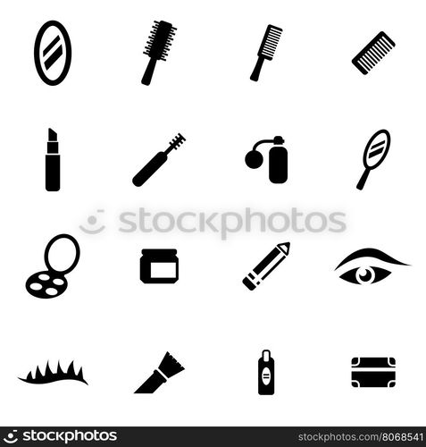 Vector black cosmetics icon set. Vector black cosmetics icon set on white background