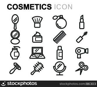 Vector black cosmetics icons set. Vector black cosmetics icons set on white background