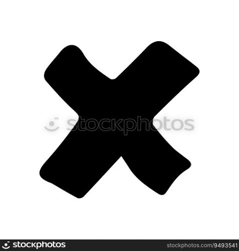 Vector black cross doodle style. Location indicator isolated icon on white background. Hand drawn pointer design element. Navigation sign.. Vector black cross doodle style. Location indicator isolated icon. Hand drawn pointer design element