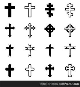 Vector black crosses icon set. Vector black crosses icon set on white background