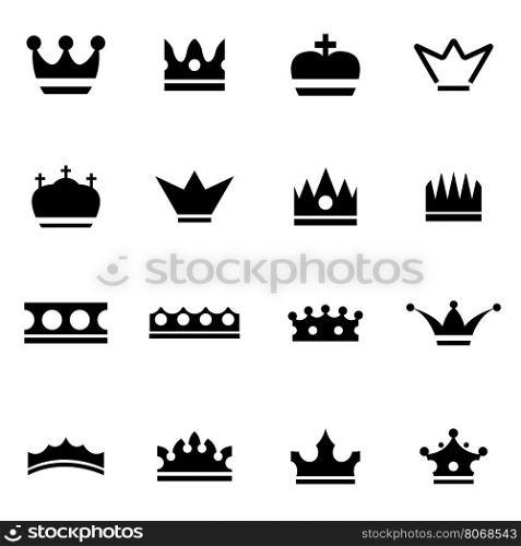 Vector black crown icon set. Vector black crown icon set on white background