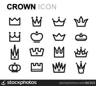 Vector black crown icons set. Vector black crown icons set on white background