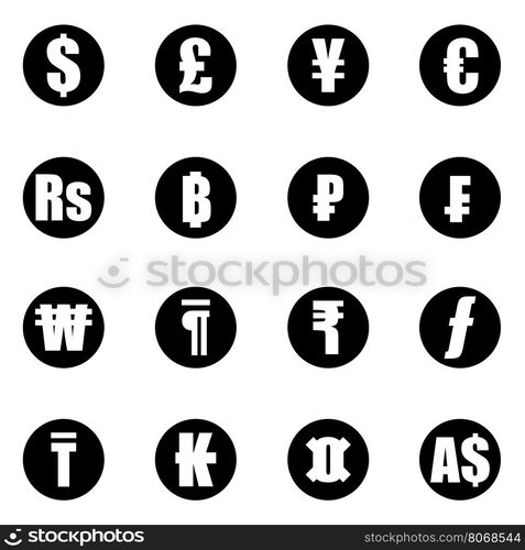 Vector black currency symbols icon set. Vector black currency symbols icon set on white background