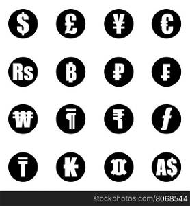 Vector black currency symbols icon set. Vector black currency symbols icon set on white background