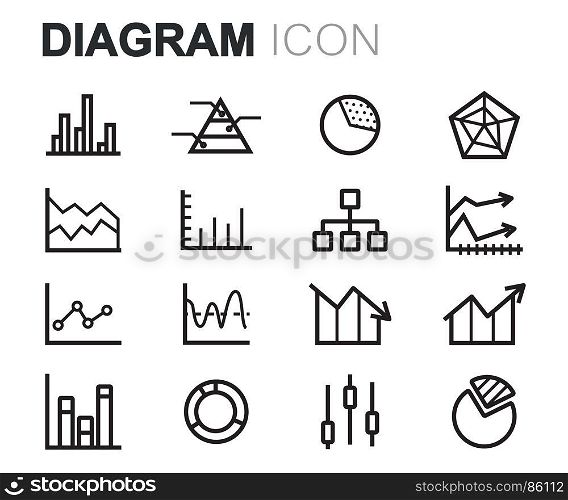 Vector black diagram icons set. Vector black diagram icons set on white background