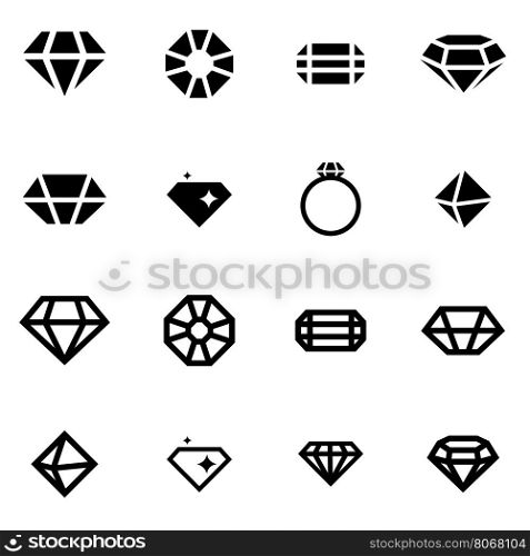 Vector black diamond icon set. Vector black diamond icon set on white background