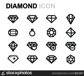 Vector black diamond icons set. Vector black diamond icons set on white background