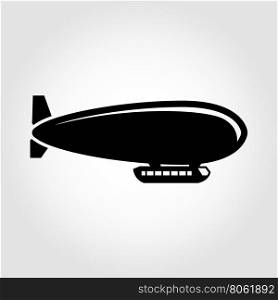 Vector black dirigible balloon icon. Vector black dirigible balloon icon on white backround. Vintage airship Zeppelin.