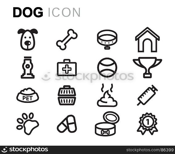Vector black dog icons set. Vector black dog icons set on white background