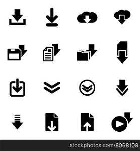 Vector black download icon set. Vector black download icon set on white background