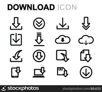 Vector black download icons set. Vector black download icons set on white background