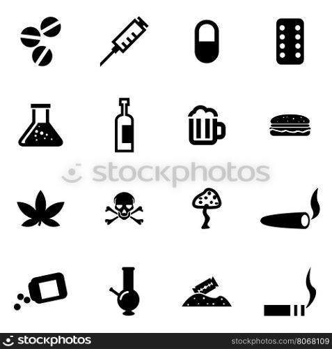 Vector black drugs icon set. Vector black drugs icon set on white background