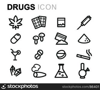 Vector black drugs icons set. Vector black drugs icons set on white background