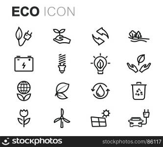Vector black eco icons set. Vector black eco icons set on white background