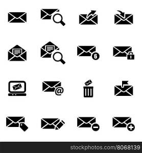 Vector black email icon set. Vector black email icon set on white background