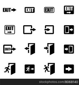Vector black exit icon set. Vector black exit icon set on white background