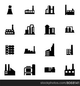 Vector black factory icon set. Vector black factory icon set on white background