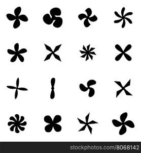 Vector black fans and propellers icon set. Vector black fans and propellers icon set on white background
