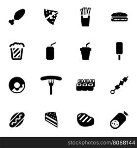 Vector black fastfood icon set. Vector black fastfood icon set on white background