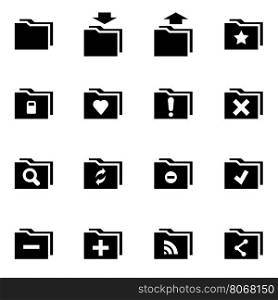 Vector black folder icon set. Vector black folder icon set on white background
