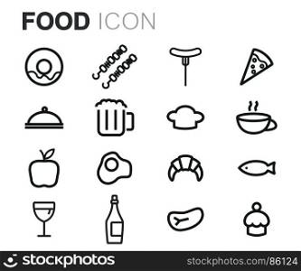 Vector black food icons set. Vector black food icons set on white background