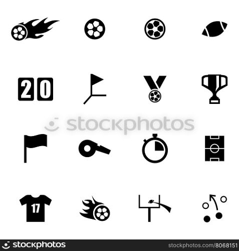 Vector black football icon set. Vector black football icon set on white background
