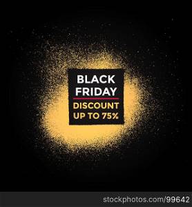 vector black friday sale background. vector grunge gold square shape spray texture black friday sale discount decoration abstract modern advertising banner template dark background