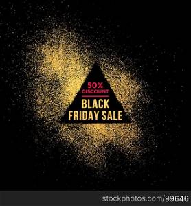 vector black friday sale background. vector grunge gold triangle shape spray texture black friday sale discount decoration abstract modern advertising banner template dark background